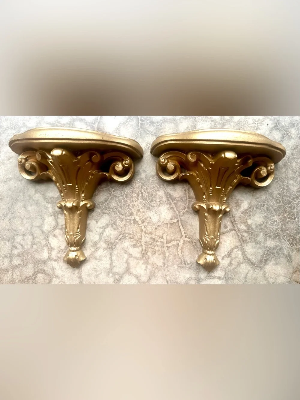 VTG 1986 Burwood Wall Sconce Shelf Gold Hollywood Regency 7 x 3.25 x 6.75